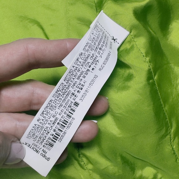 Zara Bright Lime Green Cropped Tweed Jacket - Picture 4 of 6